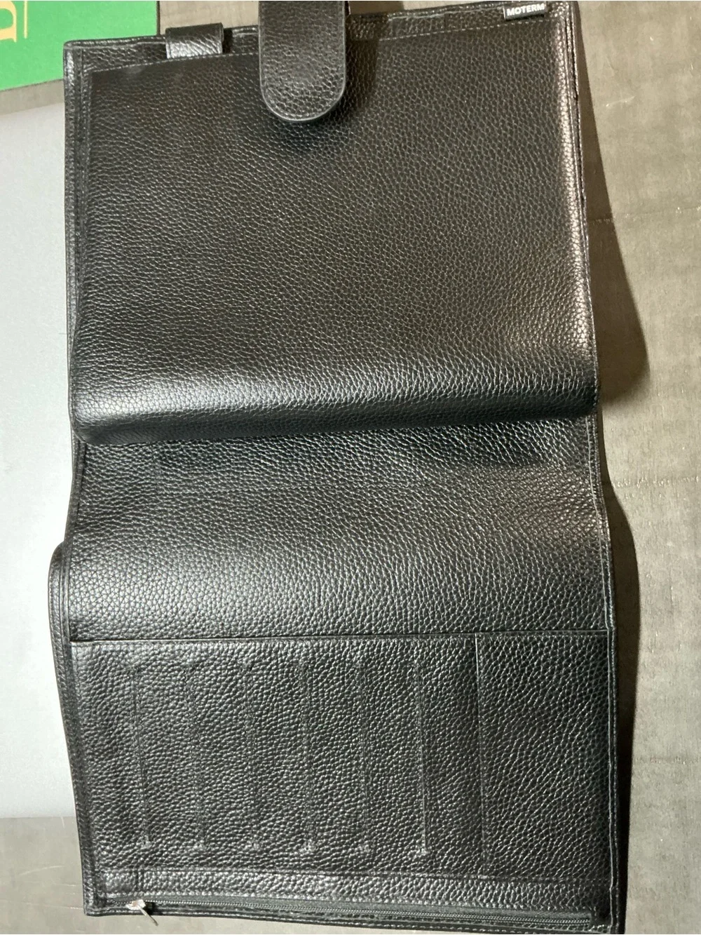 Professional Black Leather Planner Folio with Snap Closure